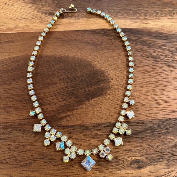 Vintage Jewelry - Vintage AB Crystal Necklace • Hook Closure
